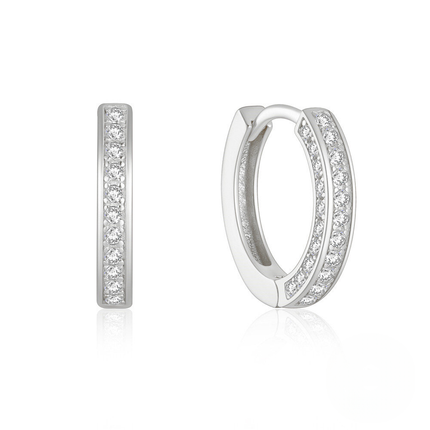 925 Sterling Silver Three-row Zircon-encrusted Light Luxury Ear Hoop Ear Clip Earring For Women Korean Version Temperament Personality Niche High-end Sense