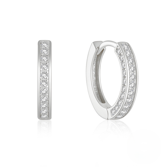 925 Sterling Silver Three-row Zircon-encrusted Light Luxury Ear Hoop Ear Clip Earring For Women Korean Version Temperament Personality Niche High-end Sense