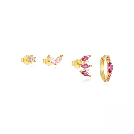 925 Sterling Silver Geometric Marquise Zircon Earring Set Basic And Versatile Hoop Earrings For Women