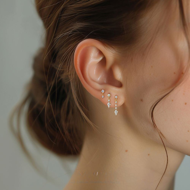 925 Sterling Silver Four-leaf Clover Earrings Dainty And Versatile Zircon Earring Set For Women