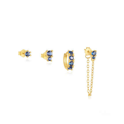 925 Sterling Silver Geometric Marquise Zircon Earring Set Basic And Versatile Hoop Earrings For Women