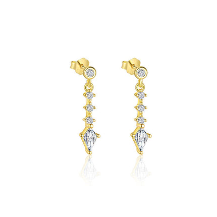 925 Sterling Silver Four-leaf Clover Earrings Dainty And Versatile Zircon Earring Set For Women