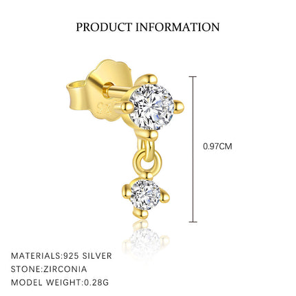925 Sterling Silver Four-leaf Clover Earrings Dainty And Versatile Zircon Earring Set For Women