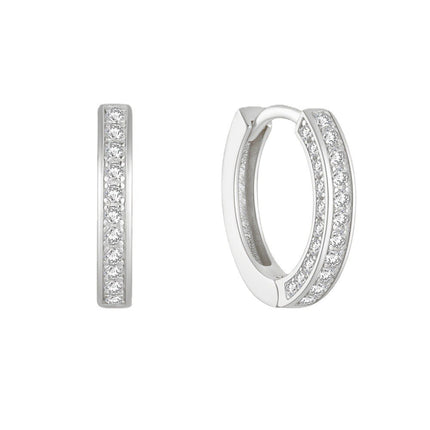 925 Sterling Silver Three-row Zircon-encrusted Light Luxury Ear Hoop Ear Clip Earring For Women Korean Version Temperament Personality Niche High-end Sense