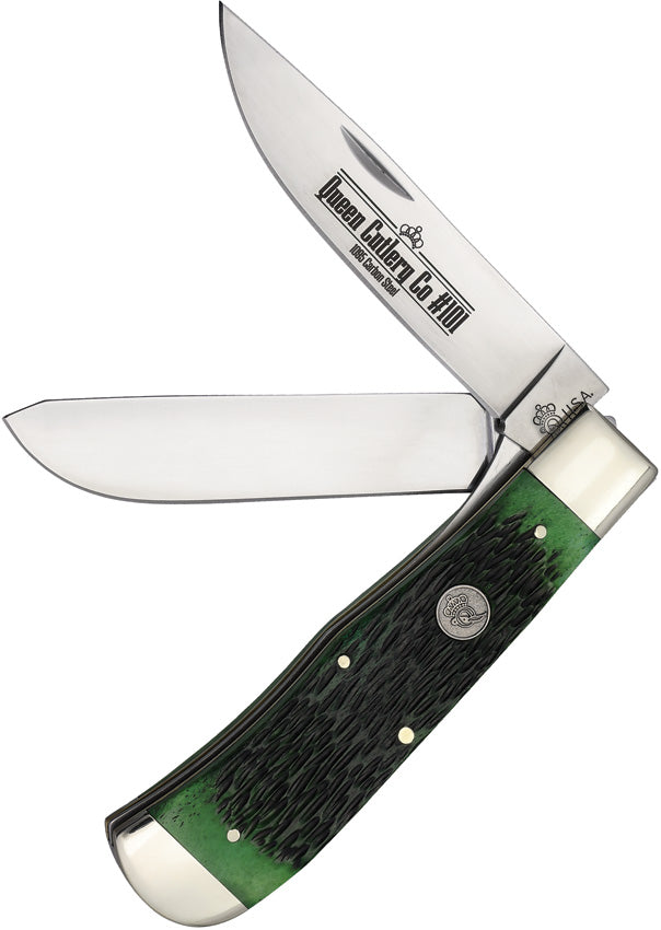 Two Blade Lockback Green Bone