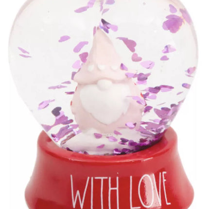 New Rae Dunn “With Love” Heart-Shaped Gnome Snow Globe