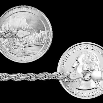 Sterling Silver Rope Chain Necklace -Rope 080 - 3.7mm - Vickie Lynn's