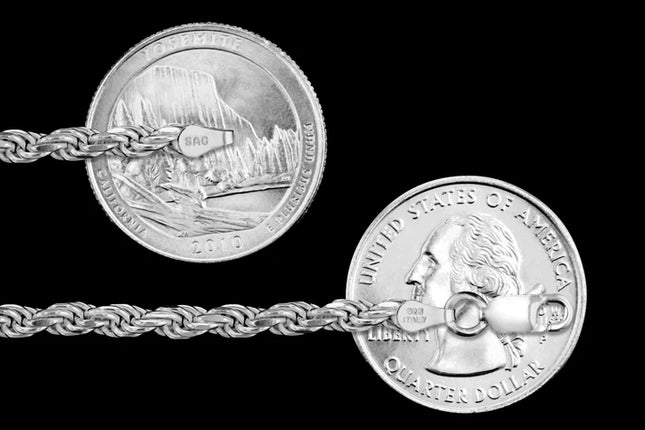 Sterling Silver Rope Chain Necklace -Rope 080 - 3.7mm - Vickie Lynn's
