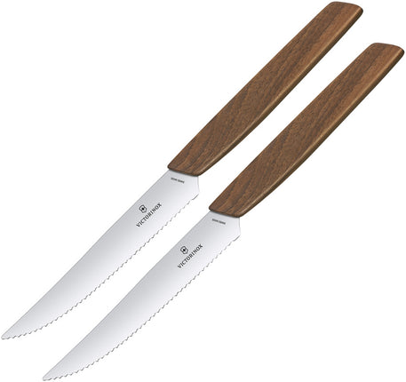 Steak Knife Set 2pc Walnut