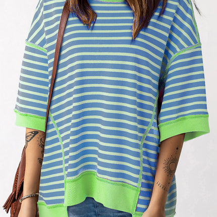 Striped Round Neck Half Sleeve T-Shirt