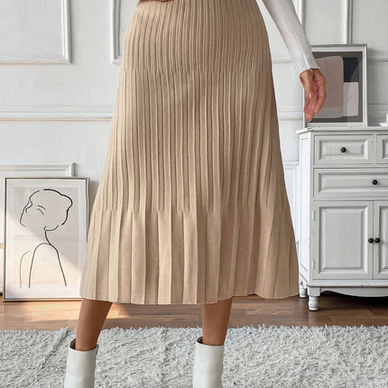 Perfee Pleated Midi Sweater Skirt