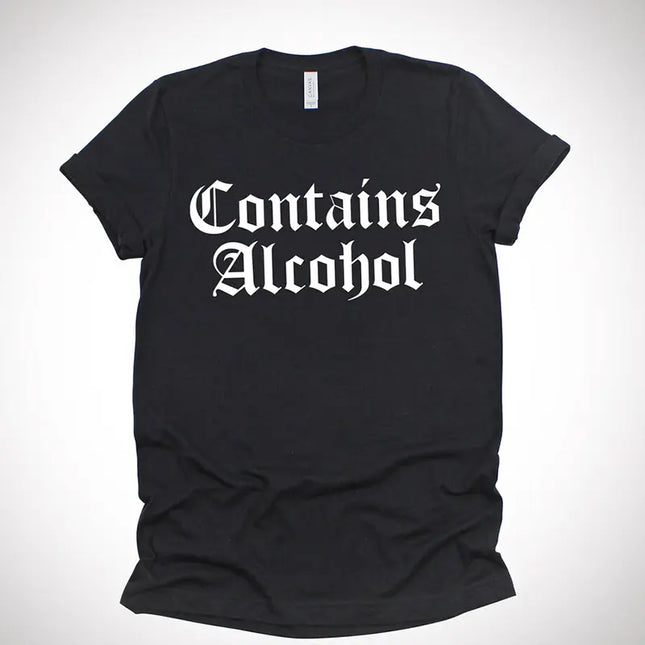 Contiene Alcohol camiseta gótica mujer casual manga corta oscuro nervioso Grunge 90s moda camisetas Vintage negro Top camisetas Dropshipping