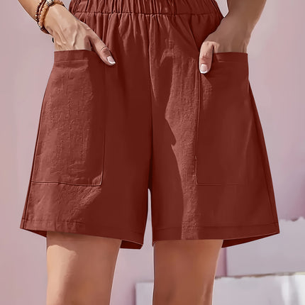 Full Size Pocketed Elastic Waist Shorts