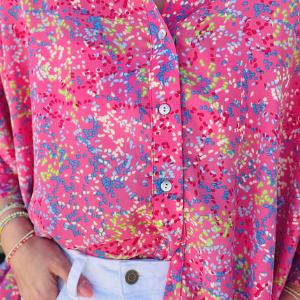 Printed Collared Neck Button Up Shirt