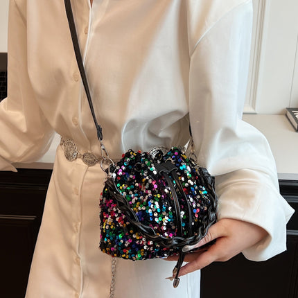 Sequin Drawstring Bucket Bag