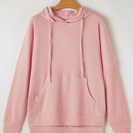 Waffle-Knit Long Sleeve Hoodie