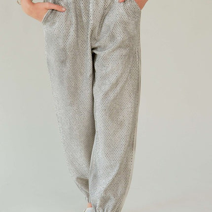 Davi & Dani Rhinestone Elastic Waist Joggers