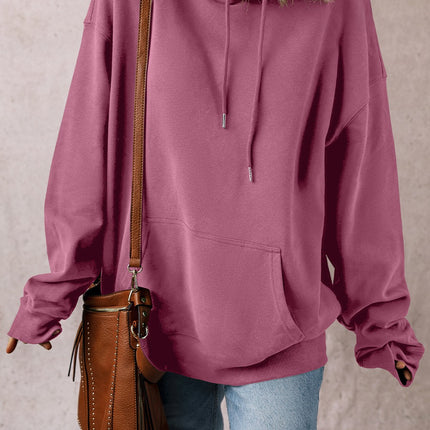 Drawstring Pocketed Long Sleeve Hoodie