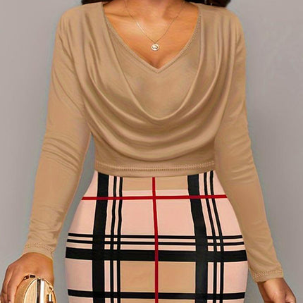 Plus Size Plaid Long Sleeve Mini Dress