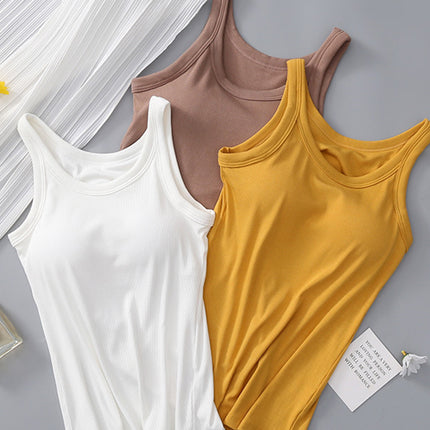 Round Neck Tank with Bra - Vickie Lynn's
