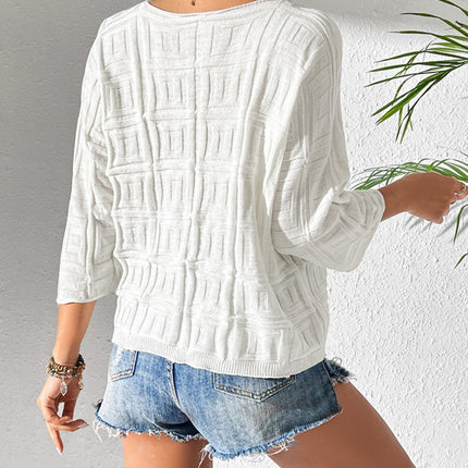 V-Neck Three-Quarter Sleeve Knit Top