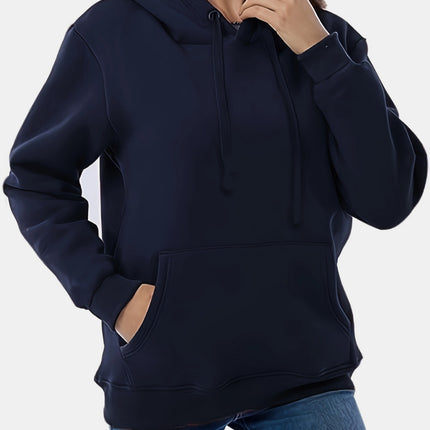 Drawstring Long Sleeve Hoodie with Kangaroo Pocket