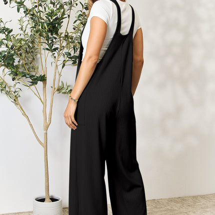 Double Take Full Size Wide Strap Overall with Pockets