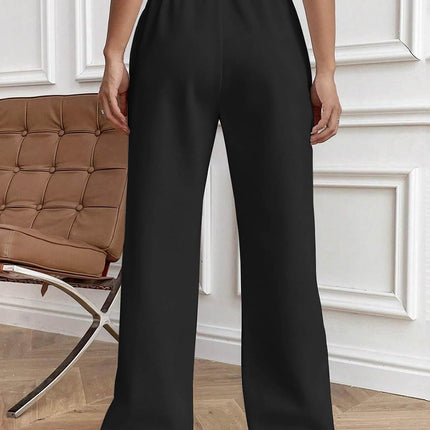 Drawstring Elastic Waist Pants with Pockets