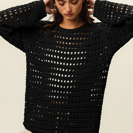 BiBi Round Neck Openwork Knit Cover Up