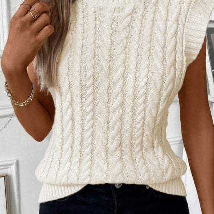 Cable Knit Turtleneck Sweater Vest