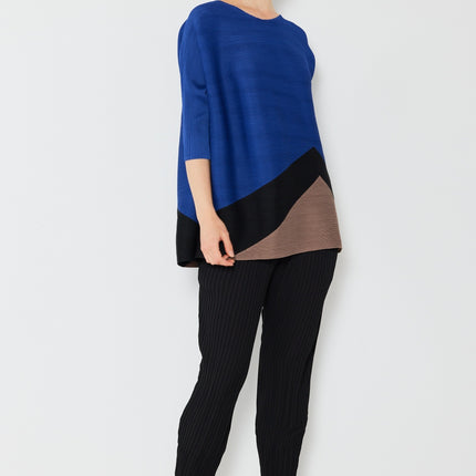 Marina West Swim Pleated Horizontal Rib Color Block Top