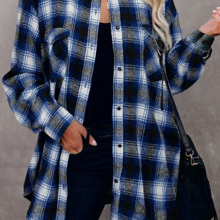 Full Size Plaid Collared Neck Long Sleeve Shirt