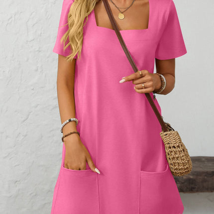 Mandy Square Neck Short Sleeve Mini Dress