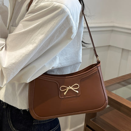 Bow Trim PU Leather Shoulder Bag