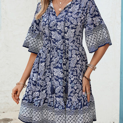 Honey Tied Printed Half Sleeve Dress