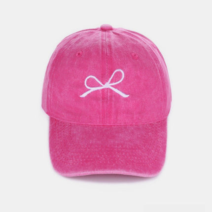 Zenana Bow Embroidered Washed Cotton Caps