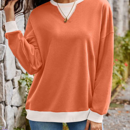Lovelet Contrast Round Neck Long Sleeve Sweatshirt