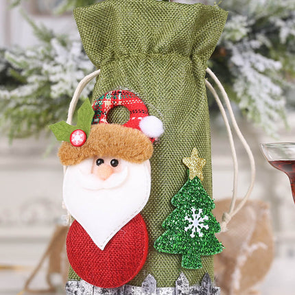 4-Pack Drawstring Christmas Wine Bottle Covers