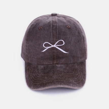 Zenana Bow Embroidered Washed Cotton Caps