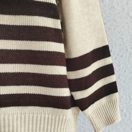 Striped Dropped Shoulder Long Sleeve Sweater