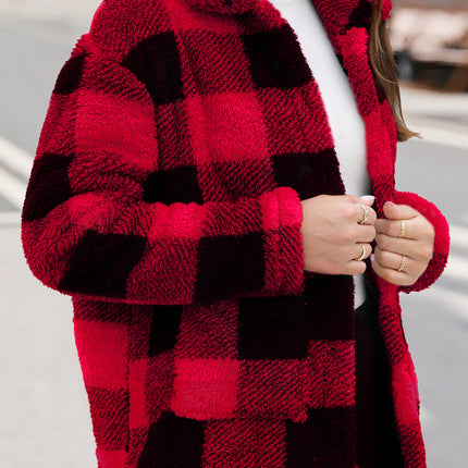 Button Up Drop Shoulder Fuzzy Jacket