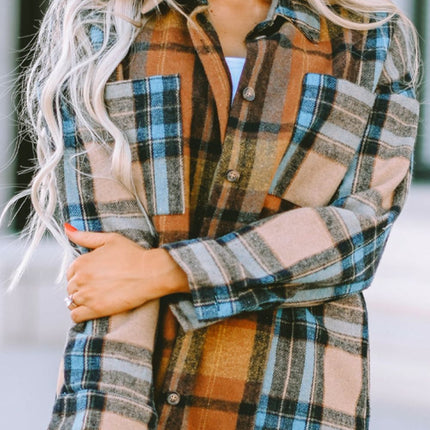 Plaid Collared Neck Long Sleeve Shirt