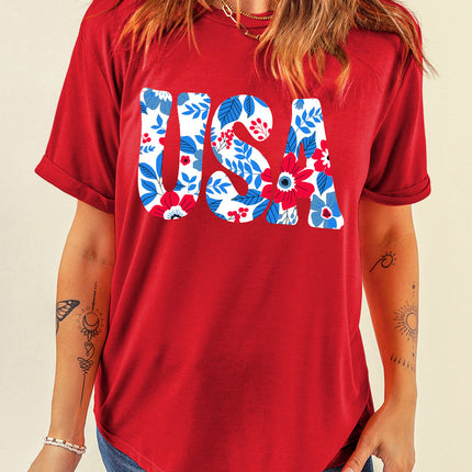 USA Round Neck Short Sleeve T-Shirt