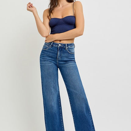 RISEN Tummy Control High Rise Cuffed Jeans