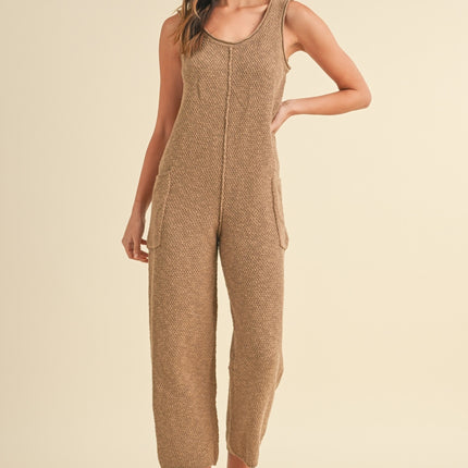 MABLE Sleeveless Knit Crop Jumpsuit with Pockets