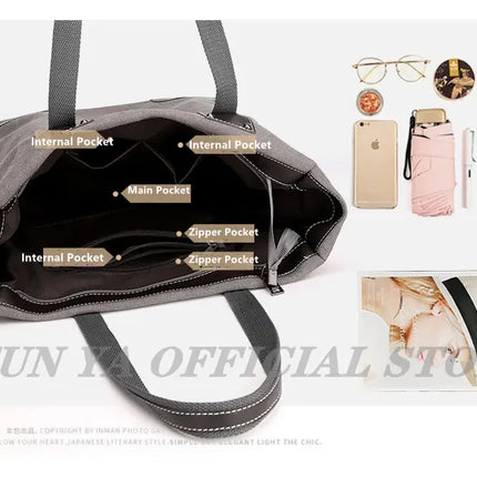 CFUN YA Trend Canvas Tote Bags For Women Female Shoulder Bag Messenger Pack Large Top Handle Bag Handbags Mummy Bolsa Feminina - Vickie Lynn's