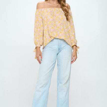 RENEE C Floral Off-Shoulder Long Sleeve Blouse