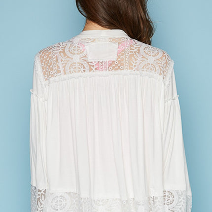 POL Open Front Lace Detail Cardigan