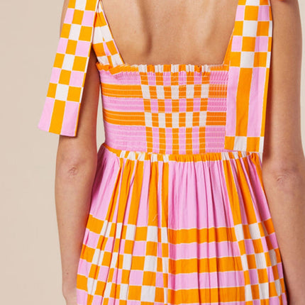 Color Block Tie Shoulder Dress