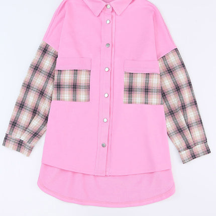 Plaid Button Up Shacket with Chest Pockets